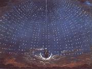 Karl friedrich schinkel In the palace of the Queen of the Night,decor for Mazart-s opera Die Zauberflote oil on canvas